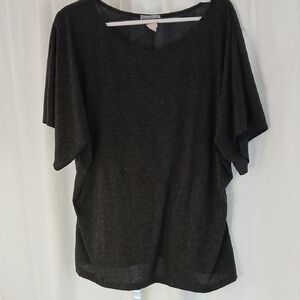 Bleeker & McDougal Relaxed Charcoal Dolman Sleeve Beaded Women's Top